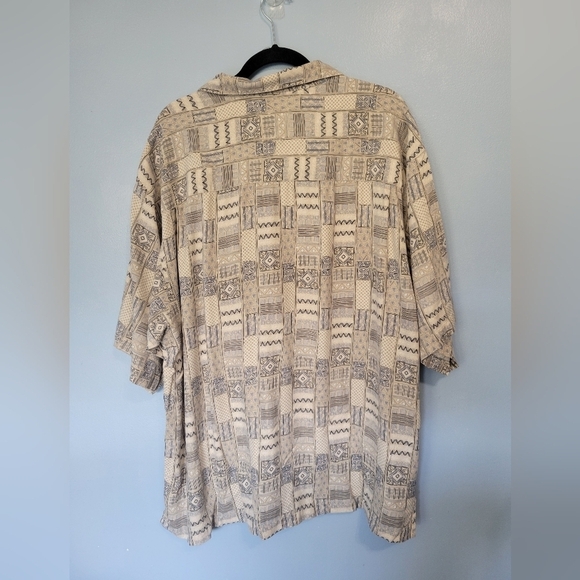 Joseph & Feiss Printed Silk Shirt Size 2X Cream - Picture 2 of 10